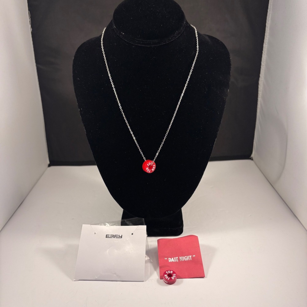 Carnival Cruise Fun Ship Red & Pink Charm Necklace Silver Chain Collectible